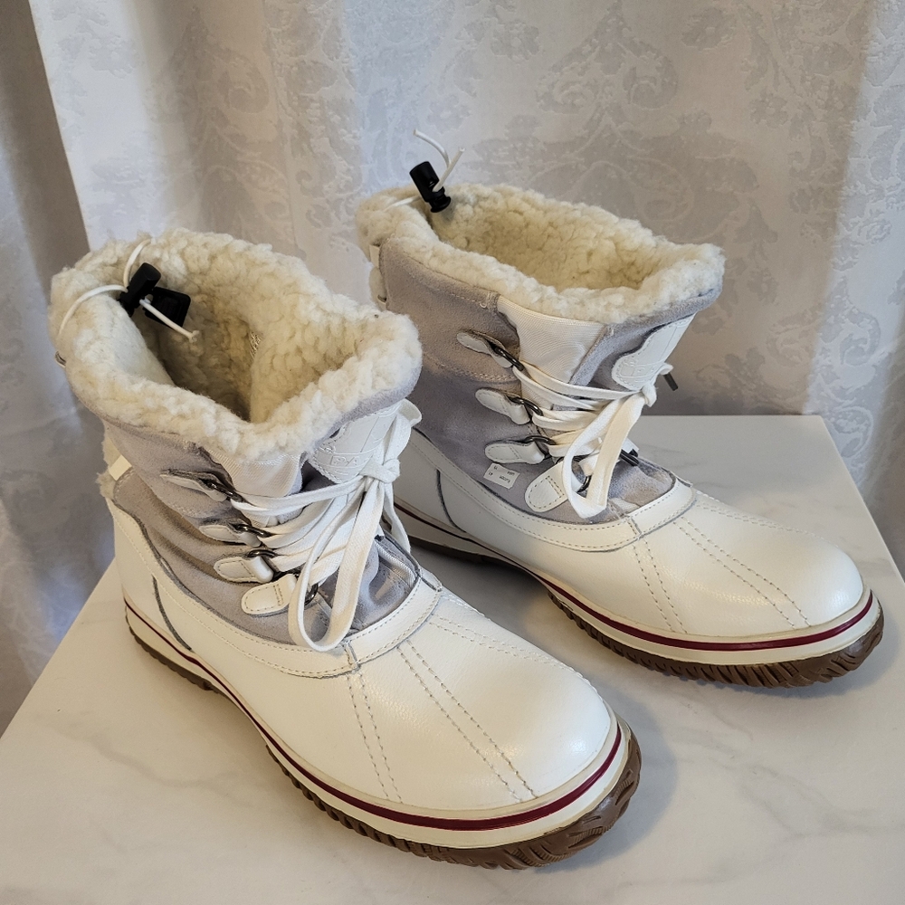 Pajar Canada Women Winter Snow Boots Waterproof, Size 10,White Upper Leather